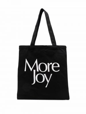 Trykt bomull shoppingbag More Joy svart