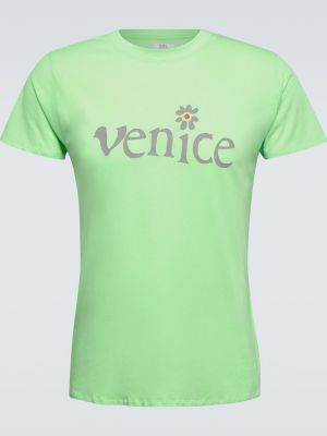 T-shirt en coton à imprimé Erl vert