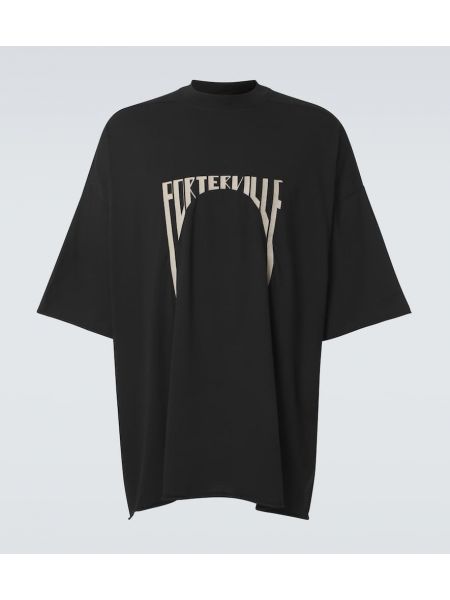 Jersey bomull brodert t-skjorte Rick Owens svart