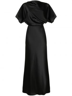 Satynowa sukienka wieczorowa drapowana Amsale czarna