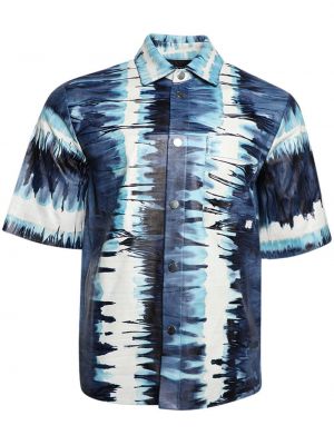 Кожена риза с tie-dye ефект Amiri синьо