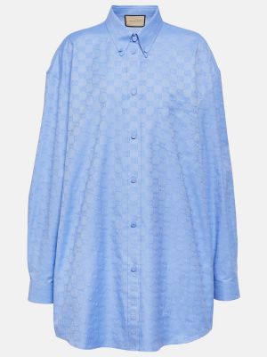 Medvilninė marškiniai oversize Gucci mėlyna