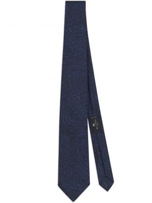 Žakárová hodvábna kravata Etro modrá