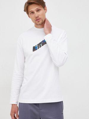 Bavlněné tričko s dlouhým rukávem s potiskem s dlouhými rukávy Drykorn bílé