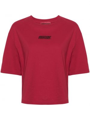 Kokvilnas t-krekls ar izšuvumiem Moschino sarkans