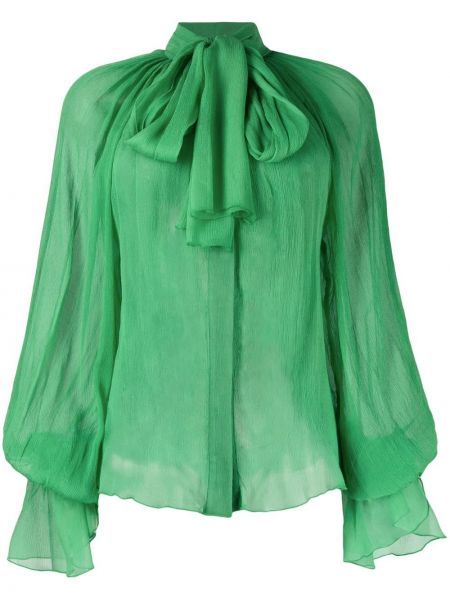 Svilena bluza z lokom Atu Body Couture zelena
