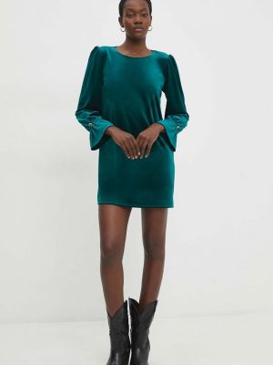 Велюровое платье мини Answear Lab зеленое