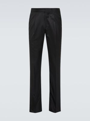 Hedvábné vlněné kalhoty Brunello Cucinelli černé