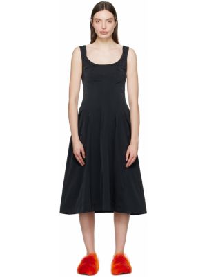 Черное платье-миди с овальным вырезом Marni