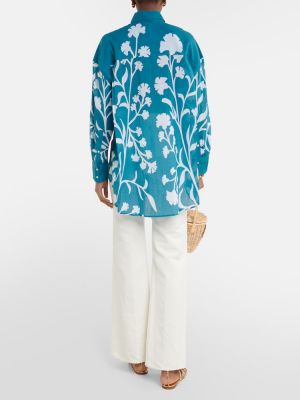 Camisa de algodón de flores Juliet Dunn azul