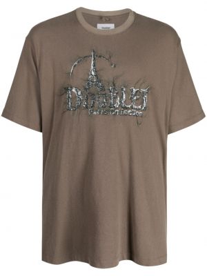 Βαμβακερή μπλούζα με κέντημα Doublet καφέ