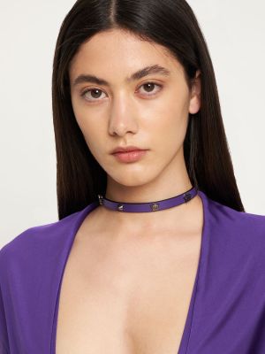 Colier din piele Versace violet