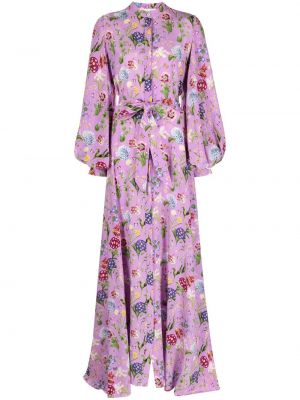 Вечерна рокля на цветя с принт Oscar De La Renta виолетово