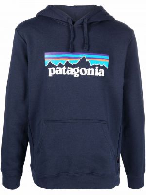 Bluza z kapturem z nadrukiem Patagonia niebieska