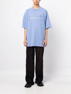 Kokvilnas t-krekls ar izšuvumiem Vetements zils