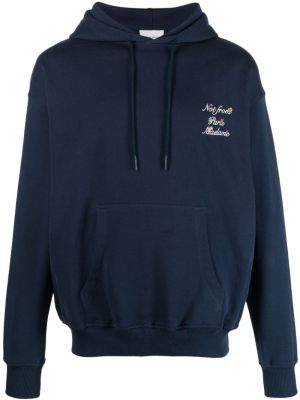 Pamučna hoodie s kapuljačom s vezom Drôle De Monsieur plava