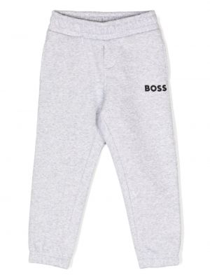 Pantaloni ricamati Boss Kidswear grigio