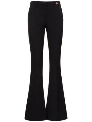 Krepové vlněné kalhoty Versace černé
