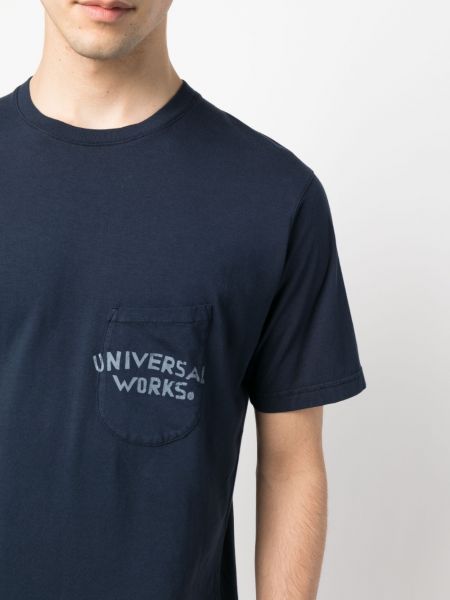 T-shirt di cotone Universal Works blu