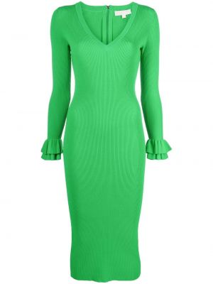 Midi obleka z v-izrezom Michael Kors zelena