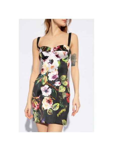 Mini vestido de raso de flores Dolce & Gabbana