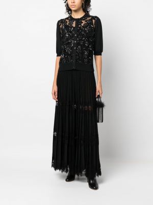 Krajkové plisované dlouhá sukně Elie Saab černé