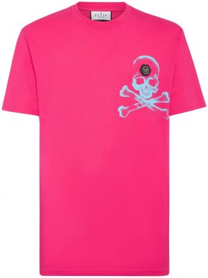 Памучна тениска Philipp Plein розово