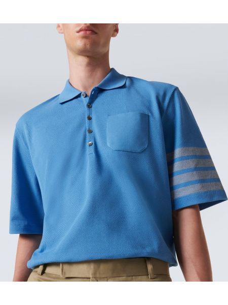 Kokvilnas polo krekls Thom Browne zils