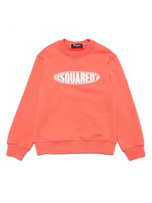 Printti puuvilla huppari tytöille Dsquared2 Kids oranssi