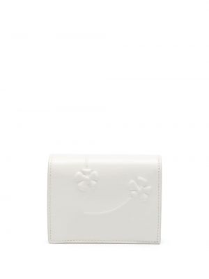Květinová kožená peněženka Prada bílá