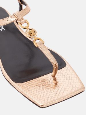 Krištáľové kožené sandále Versace zlatá