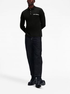 Kokvilnas polo krekls Karl Lagerfeld melns