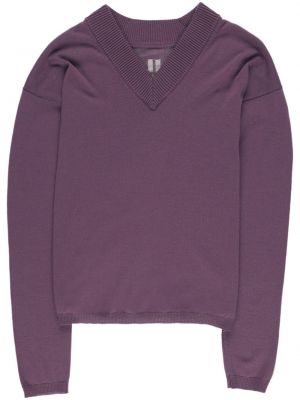 Vlněný svetr s výstřihem do v Rick Owens fialový
