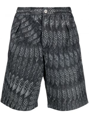 Kratke jeans hlače s perjem s potiskom Marcelo Burlon County Of Milan črna