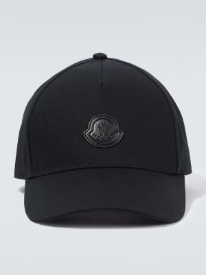 Cappello con visiera di cotone di cotone Moncler nero