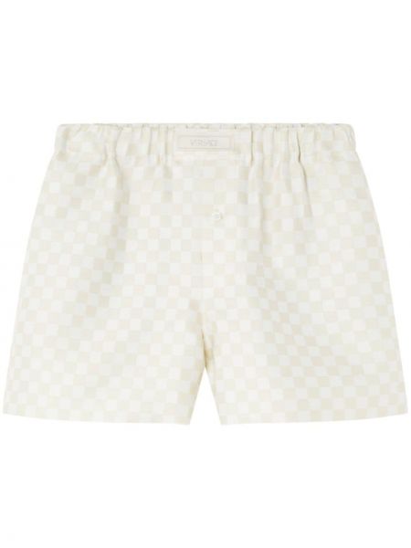 Kratke hlače s karirastim vzorcem Versace bela