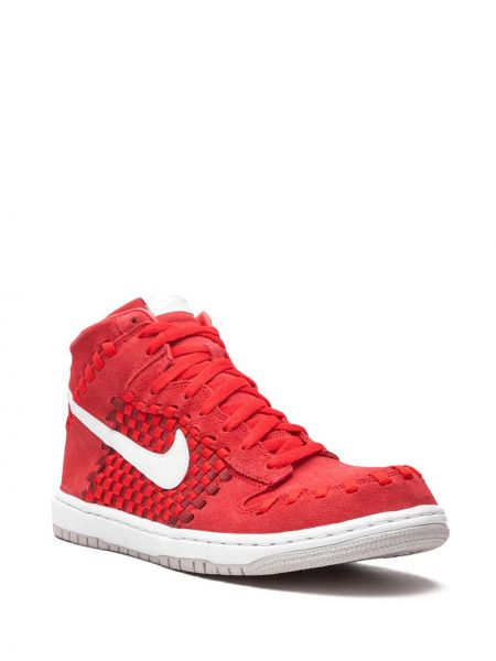 Zapatillas de cuero con trenzado Nike Dunk rojo