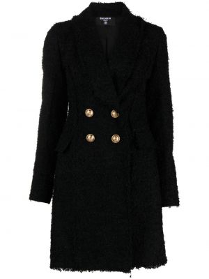 Tweed mantel Balmain schwarz