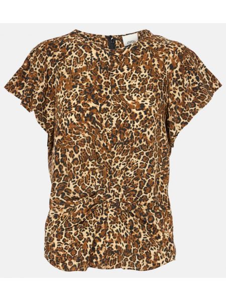 Leopard trykt silke topp Isabel Marant brun