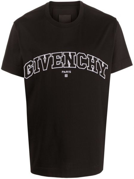 Bombažna majica z vezenjem Givenchy črna