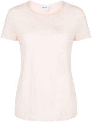 Prozorna bombažna majica z okroglim izrezom James Perse roza