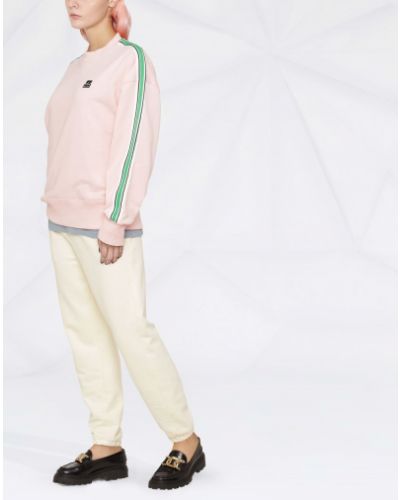 Gestreifter sweatshirt mit rundhalsausschnitt Msgm pink