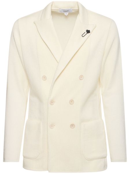 Blazer i ull i stickad Lardini beige