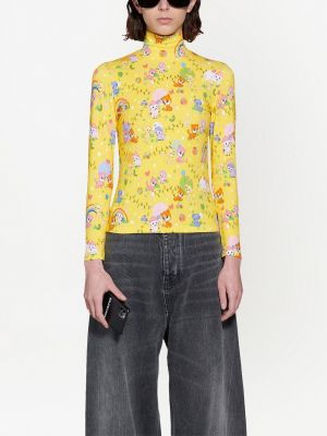 Džemperis ar augstu apkakli ar apdruku Balenciaga dzeltens