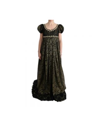 Sukienka długa koronkowa z kryształkami Dolce & Gabbana Pre-owned