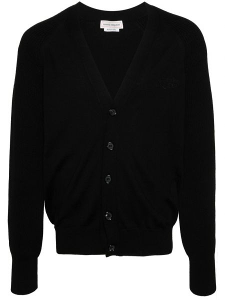 Cardigan brodé en tricot Alexander Mcqueen noir