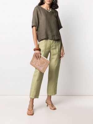 Pantalones cargo de lino 120% Lino verde
