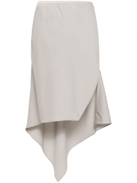 Asimetrična vunena midi suknja Helmut Lang siva