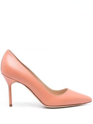 Кожени полуотворени обувки розово Manolo Blahnik