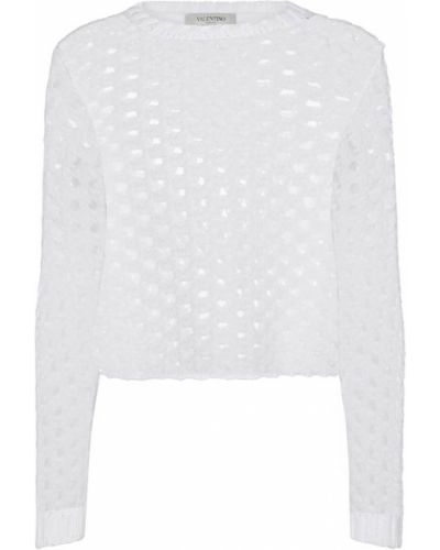 Bombažni pulover Valentino bela